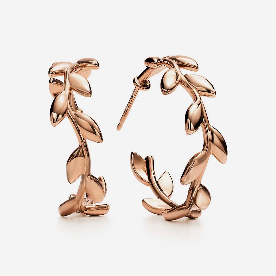Rose Gold Leaf-Inspired Hoop Earrings